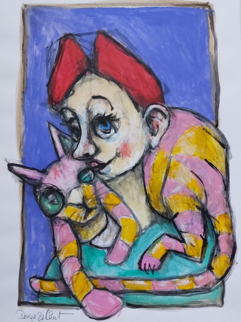 Dame et chat