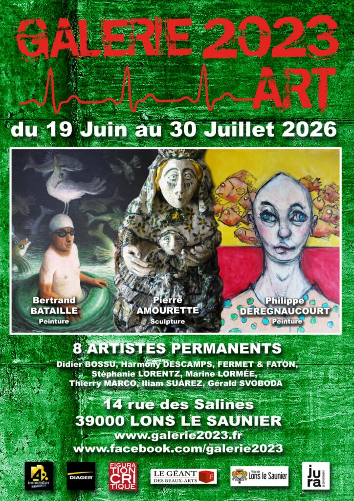 Affiche de l'exposition de juin 2026 à la galerie 2023 à Lons-le-Saunier